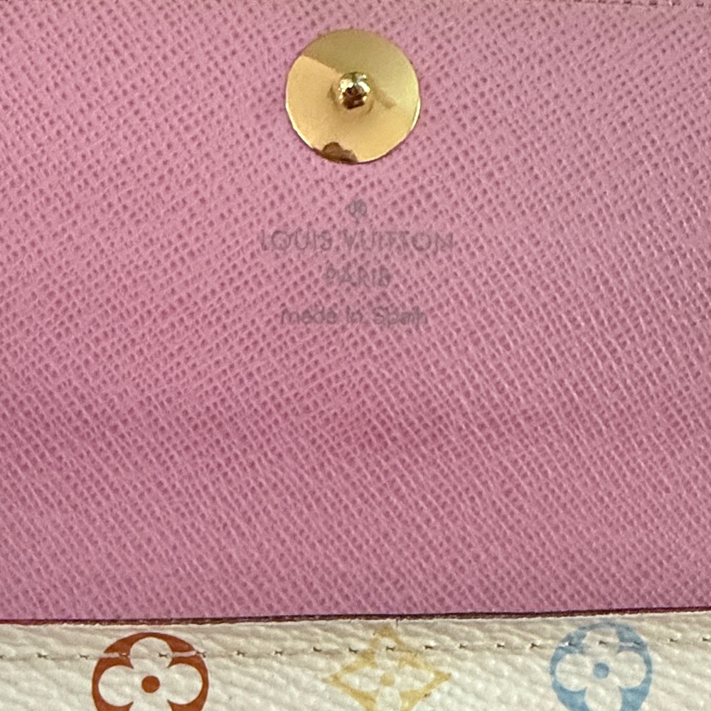 Louis Vuitton White Multicolor Monogram Sarah Long Wallet with Gold Snap - Picture 7 of 10
